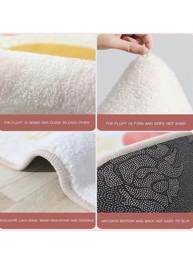 Cartoon imitation cashmere crystal velvet floor mat into the door, entrance anti-slip wear-resistant doormat, door can be cut foot mat, round size: 100*100cm - Image 2